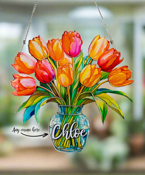 Everlasting Tulips in Vase Personalised